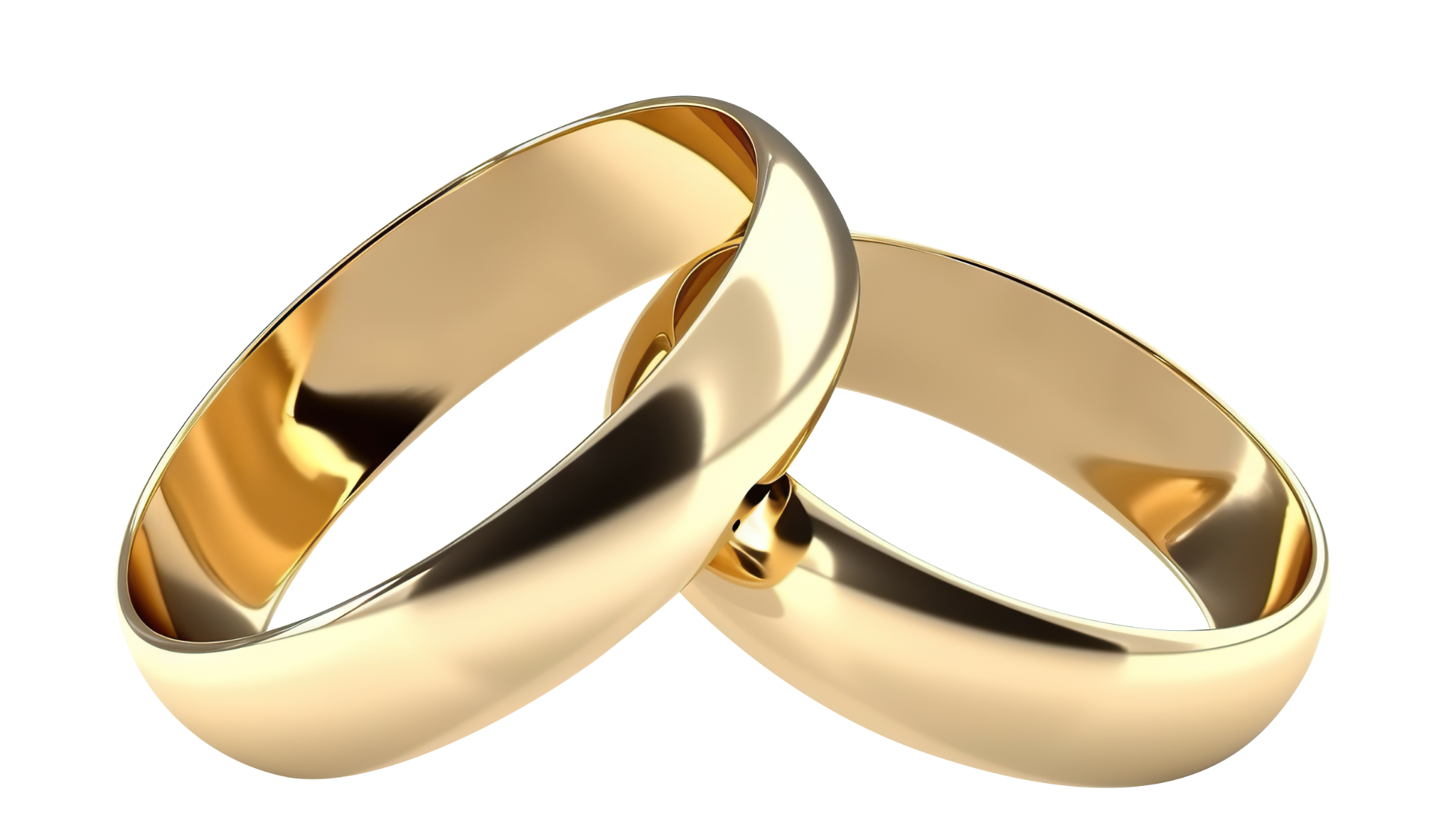Two intertwined gold wedding rings